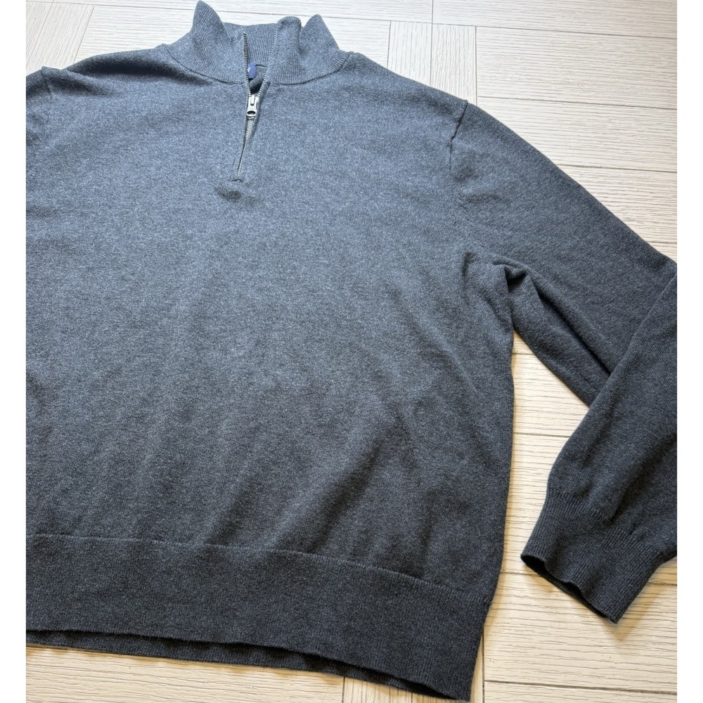 J CREW Men XL Gray Long Sleeve 1/4 Zip Cotton Pullover Sweater Preppy Gorpcore